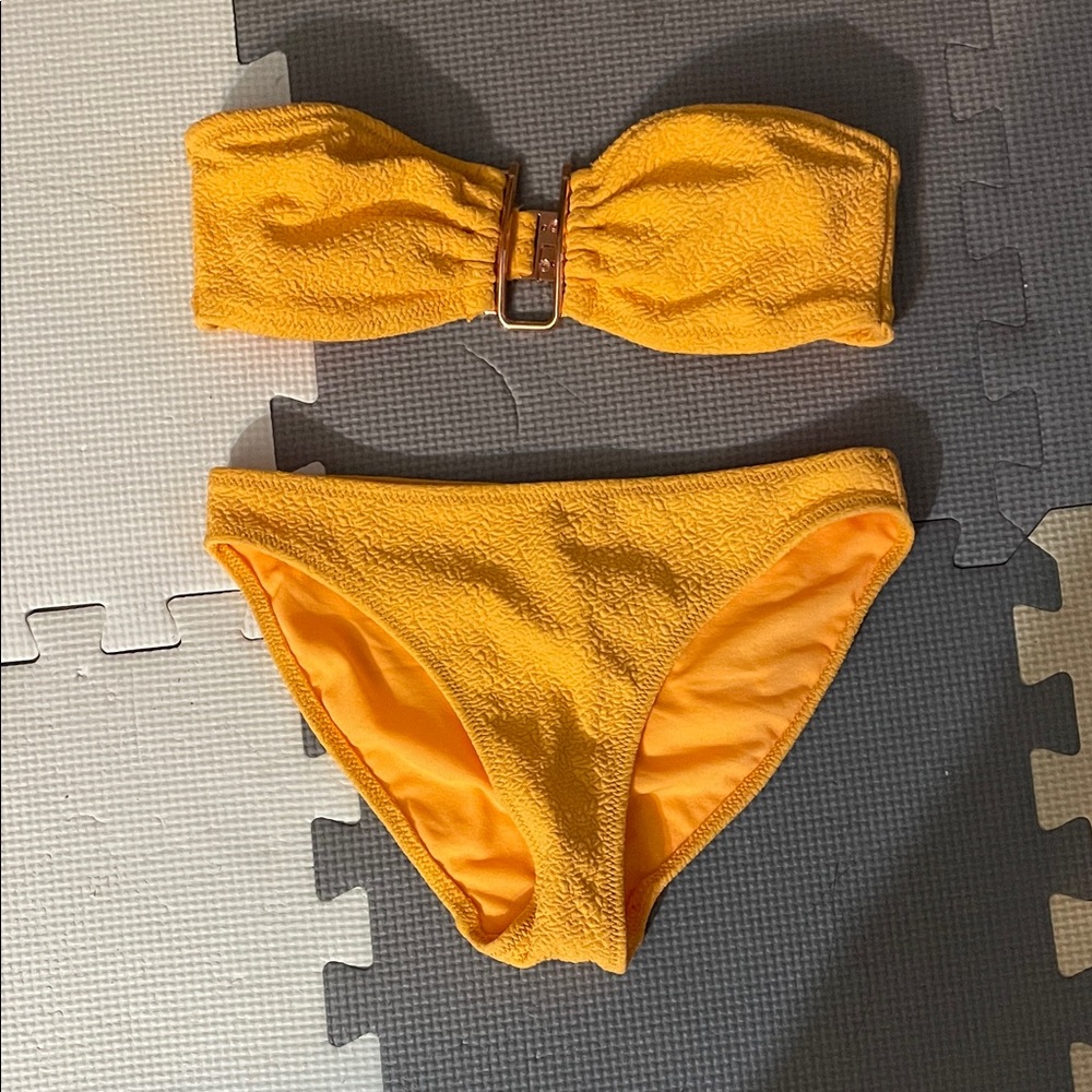 Orange H&M Textured Bandeau Bikini Set